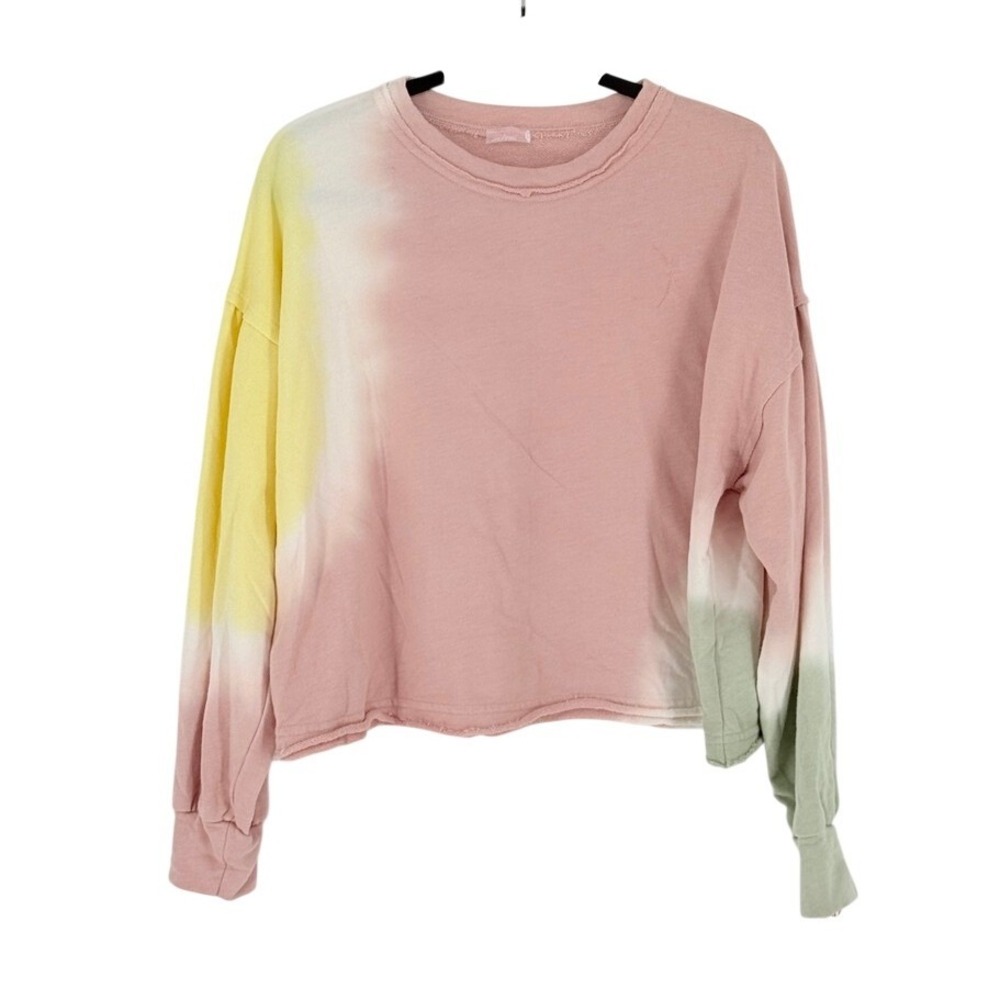 Free People Oversized Cropped Sweatshirt New Womens Puff Sleeve Pastel Activewea
